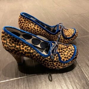 Irregular Choice Leopard Heels with Blue Accents